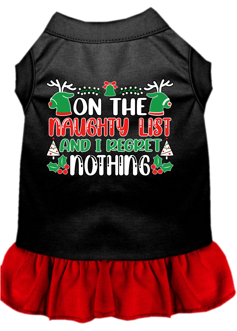 I Regret Nothing Screen Print Dog Dress Black with Red Size MD